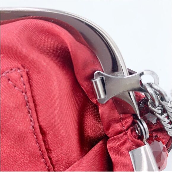 The Limited Deep Red Jeweled Clutch Wristlet Bling‎ Mini Bag - Picture 12 of 13